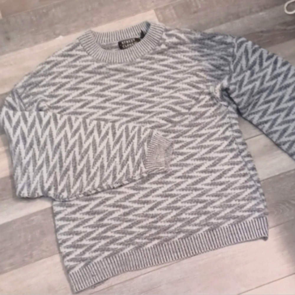 Vintage zig zag print woven sweater